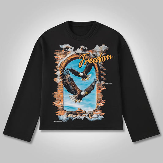 Vercoo Wings Of Freedom Cotton Long Sleeve T-Shirt