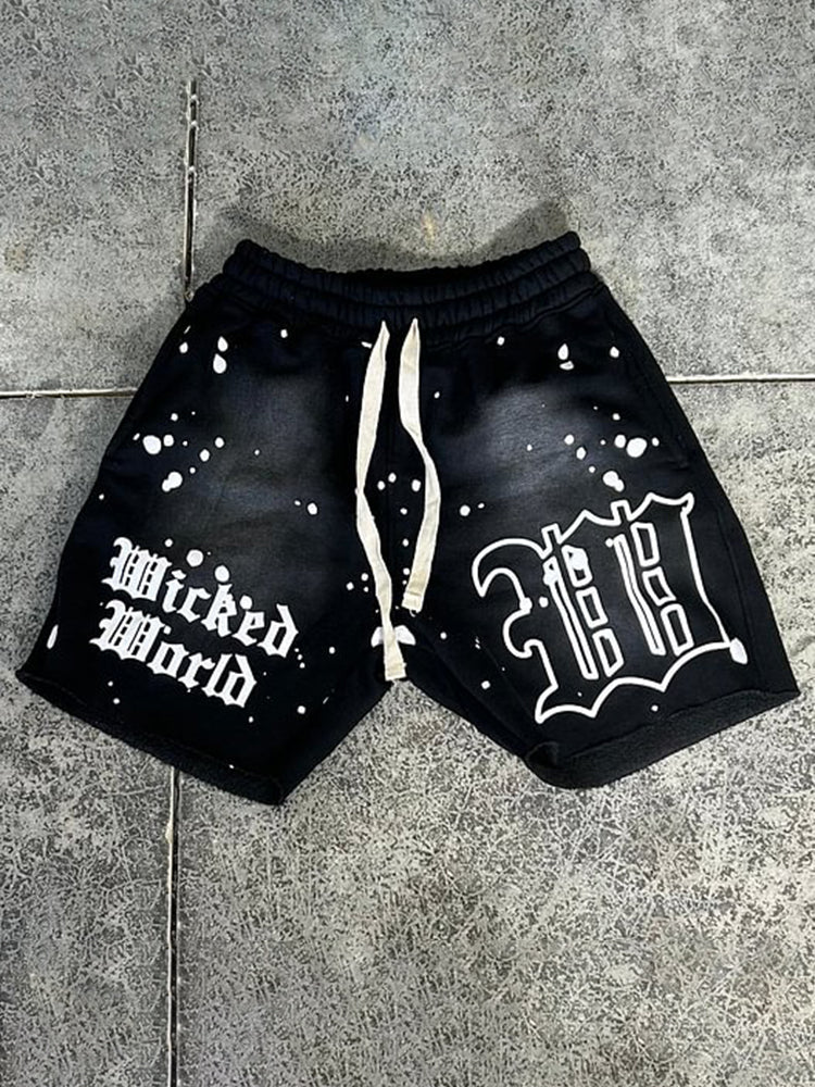 Fashion Personalised Ink Text Print Shorts Drawstring Shorts