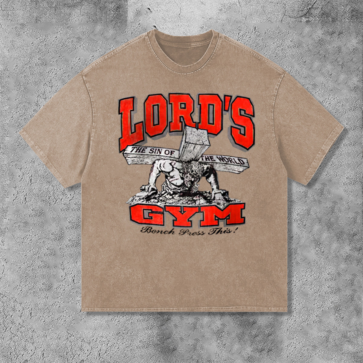 Lord's Gym Print Acid Washed T-Shirt