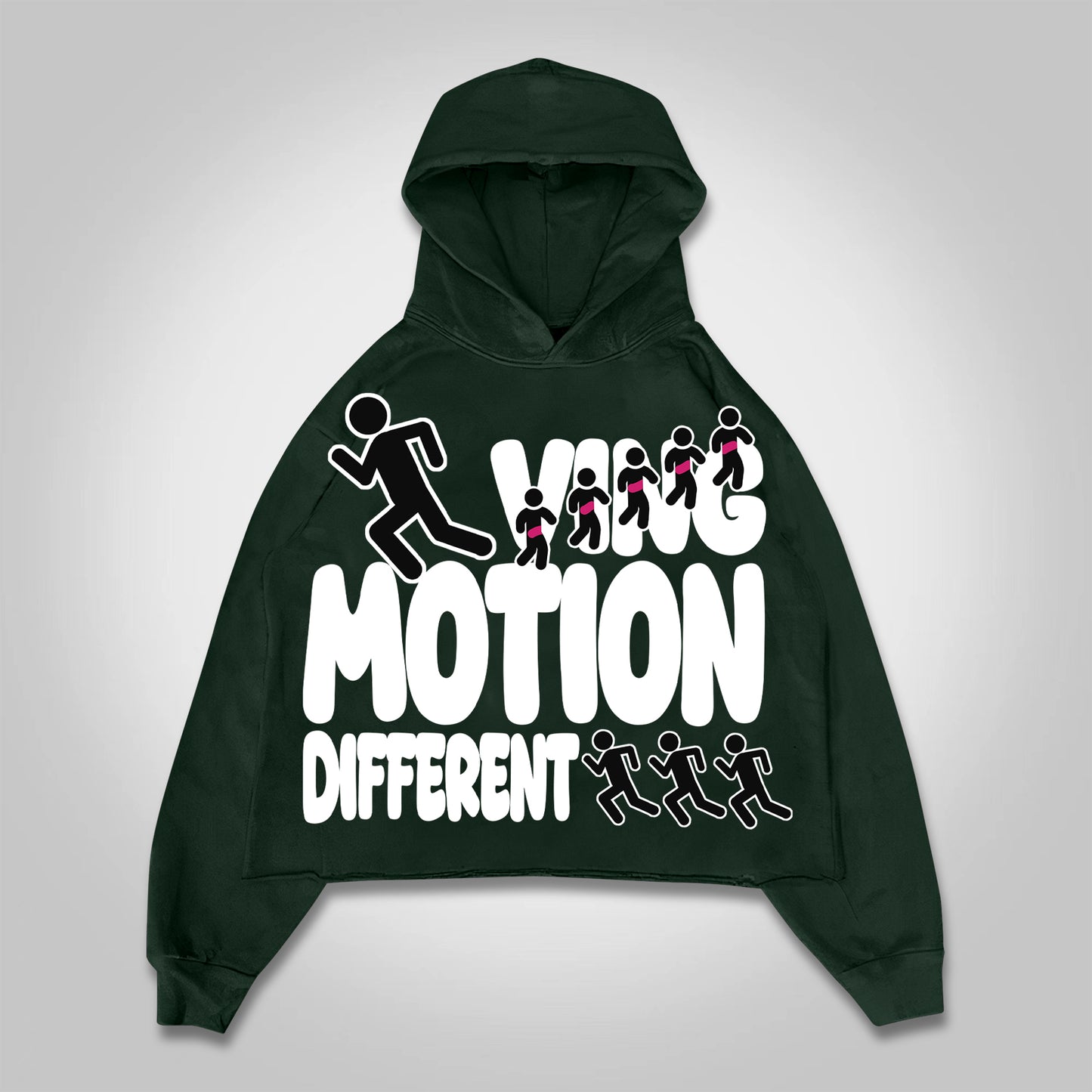 Vintage Motion Different Graphic Cropped Hoodie