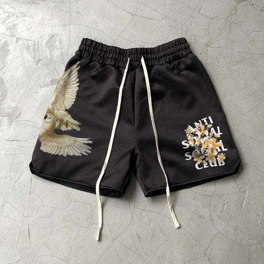 Vercoo Vintage Print Street Casual Sports Shorts