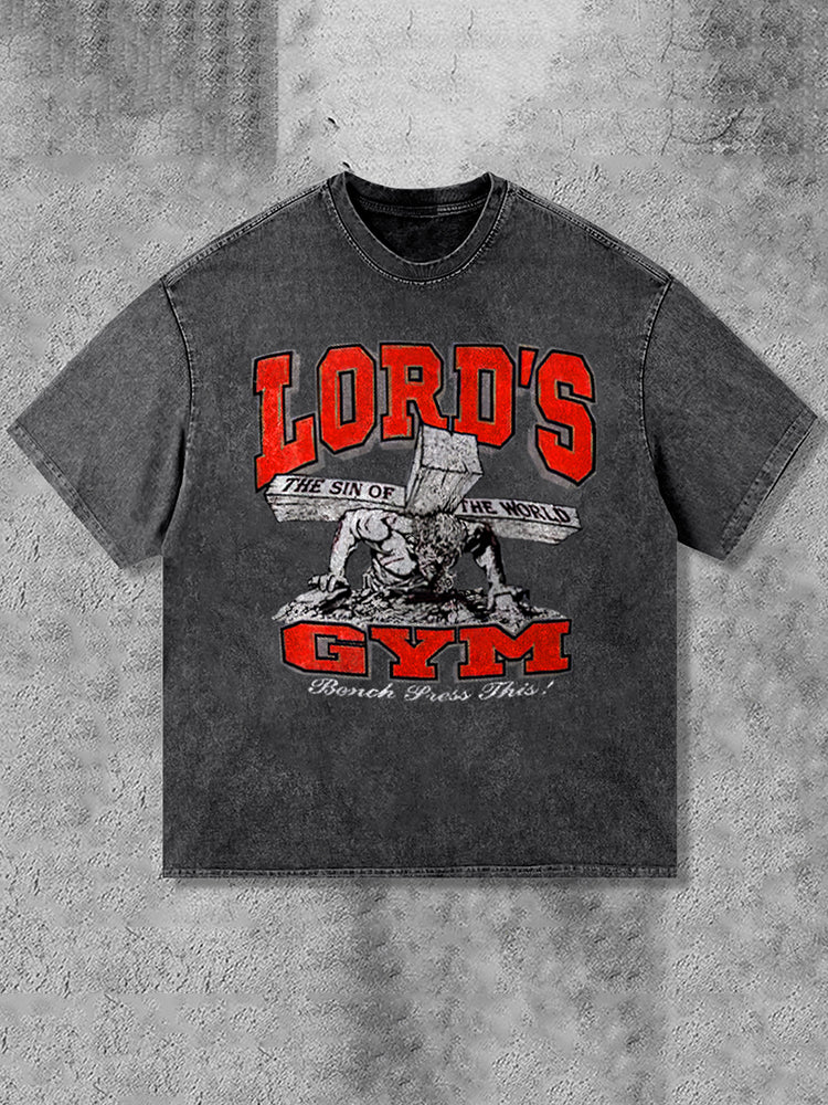 Lord's Gym Print Acid Washed T-Shirt