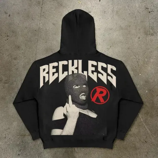 Vercoo Vintage Reckless Graphics Pocket Hoodie