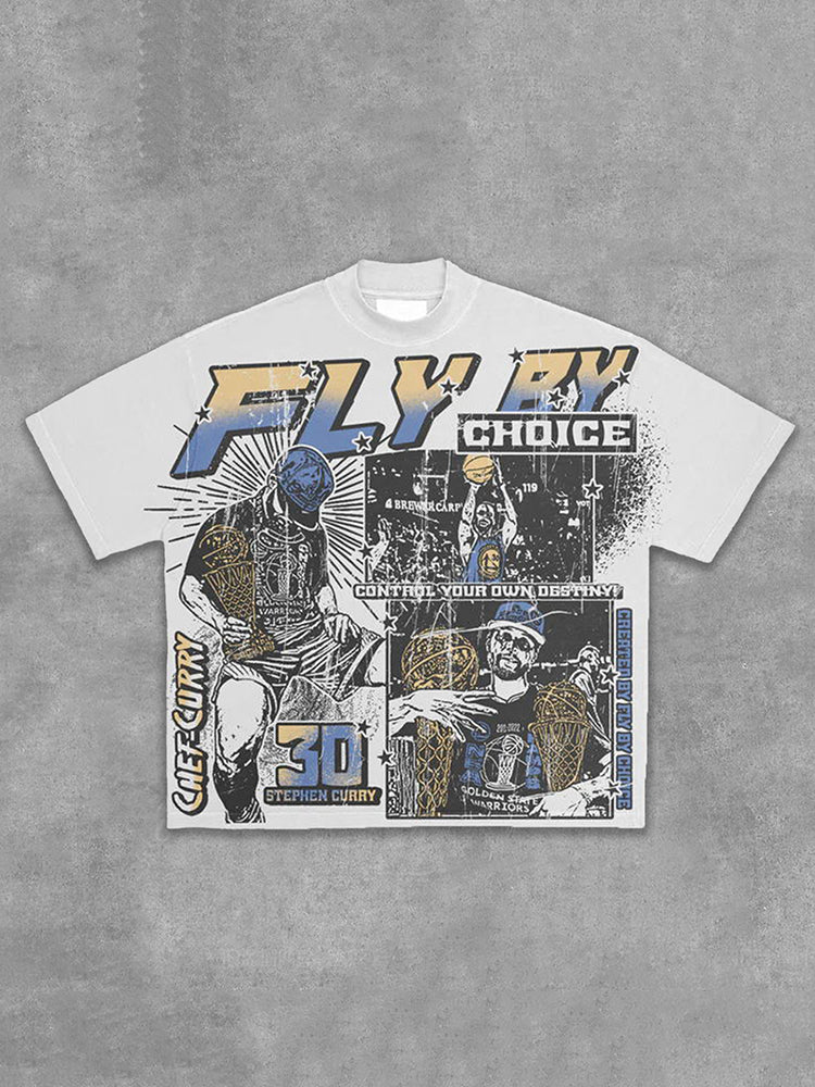 Fly By Choice Stephen Curry Graphics Print Cotton Casual T-Shirt