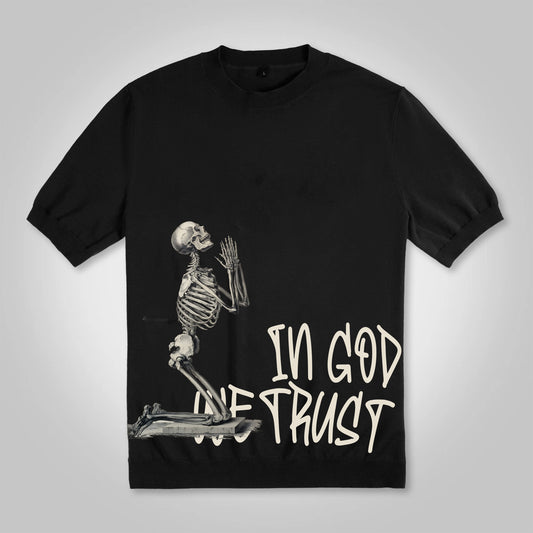 Vercoo Vintage In God We Trust Print Cotton Knitted T-shirt