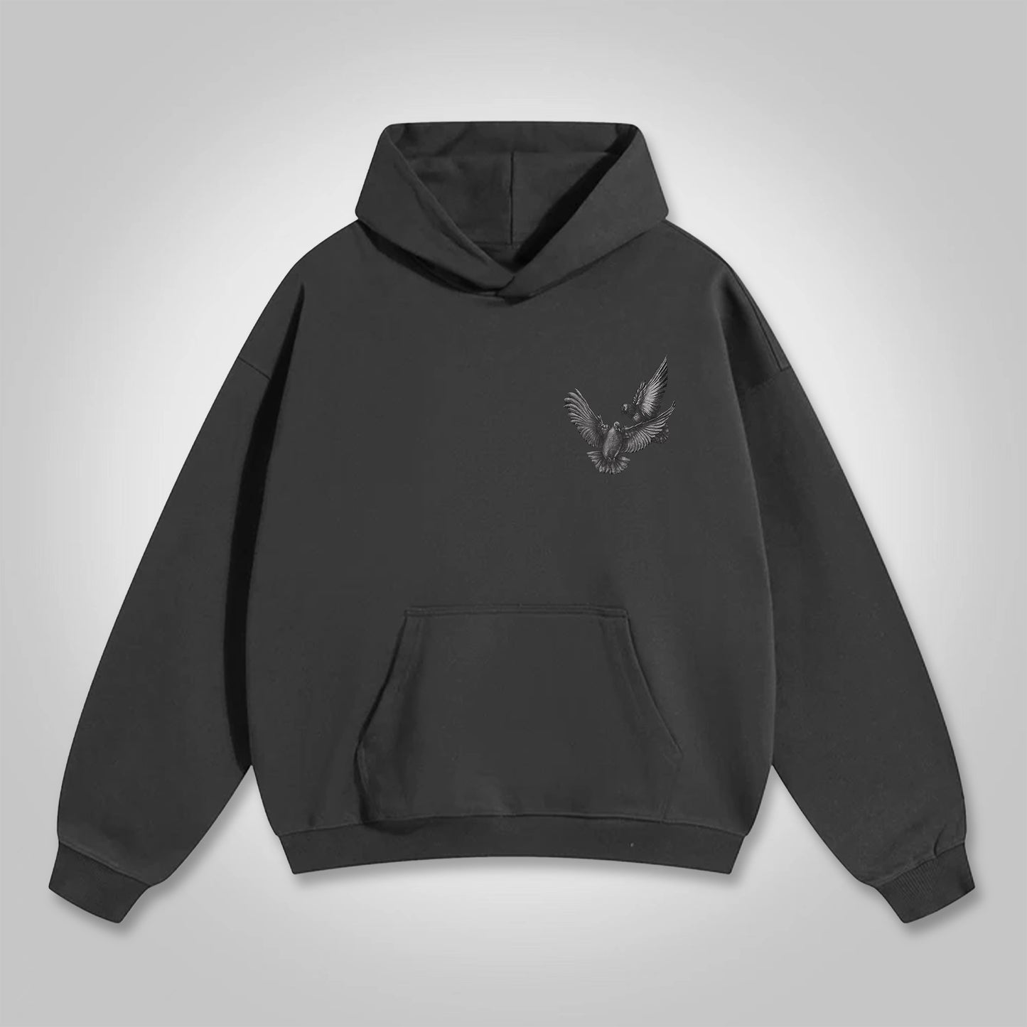 Oversize Vintage Peace Dove Graphic Print Hoodie