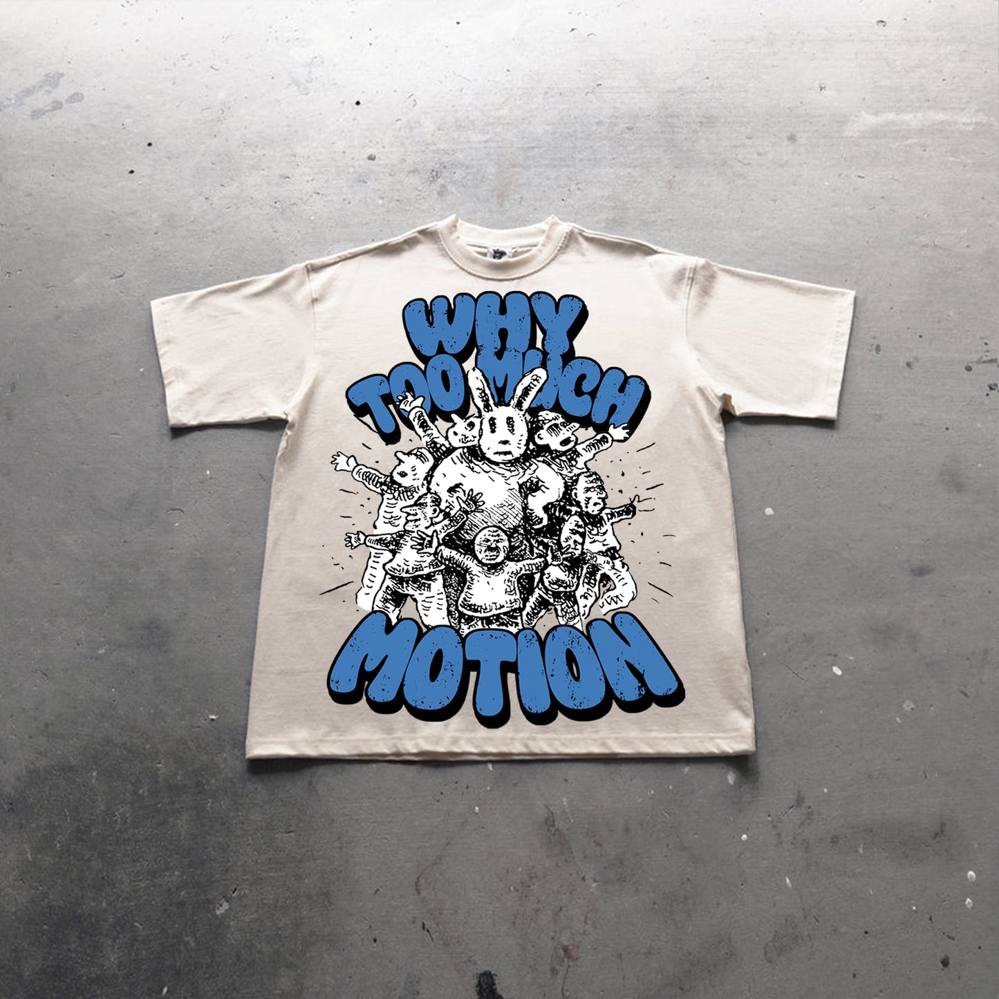 Vintage Why Too Much Motion Graphic Print Cotton T-Shirt