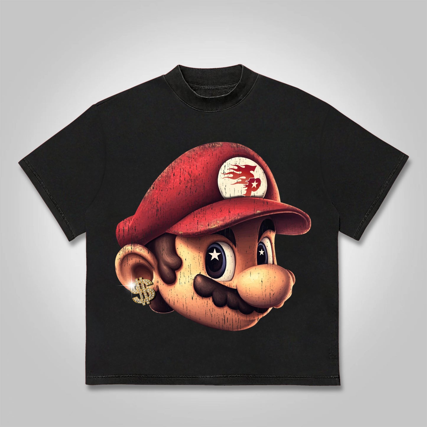 Vercoo Y2k Vintage Cartoon Game Big Head Cotton T-shirt