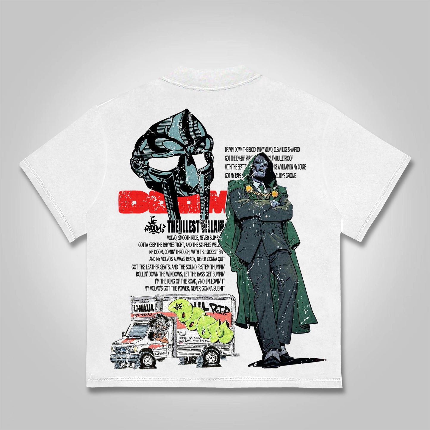 Vercoo Vintage The Illest Villain Mf Doom Graphic Print Cotton T-Shirt