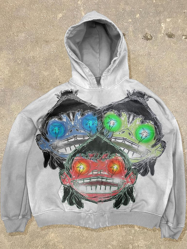 Vintage Funny Cartoon Graphic Acid Washed Oversized Hoodie