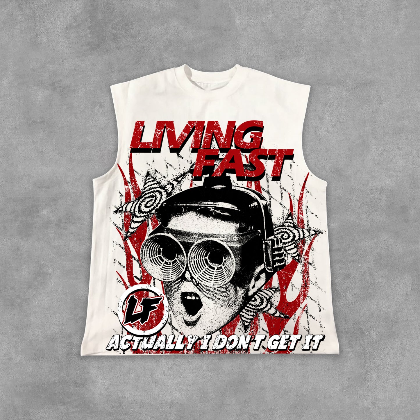 Vintage Portrait Living Fast Graphic Print Cotton Tank Top