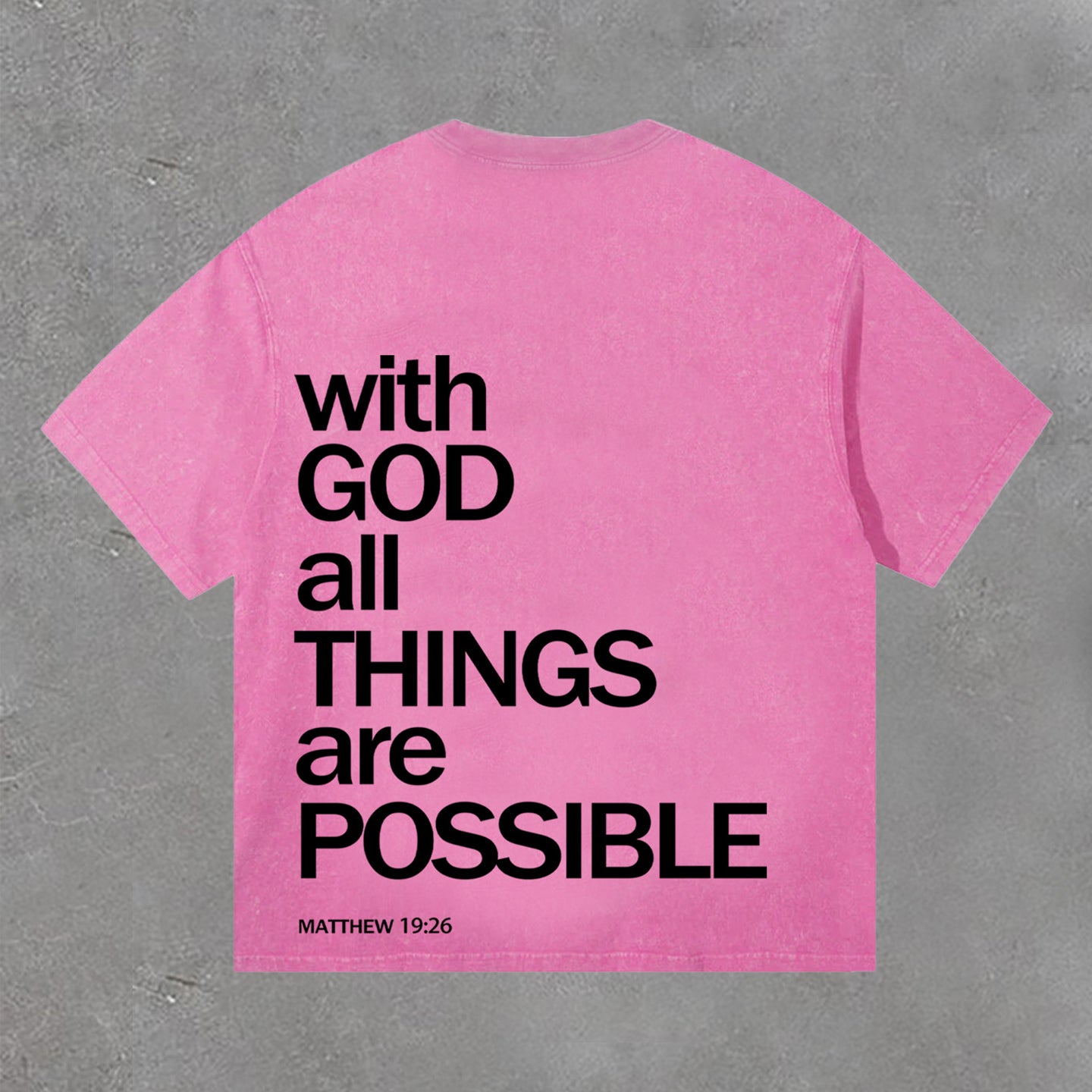 Vercoo With God All Things Are Possible Print Washed T-Shirt