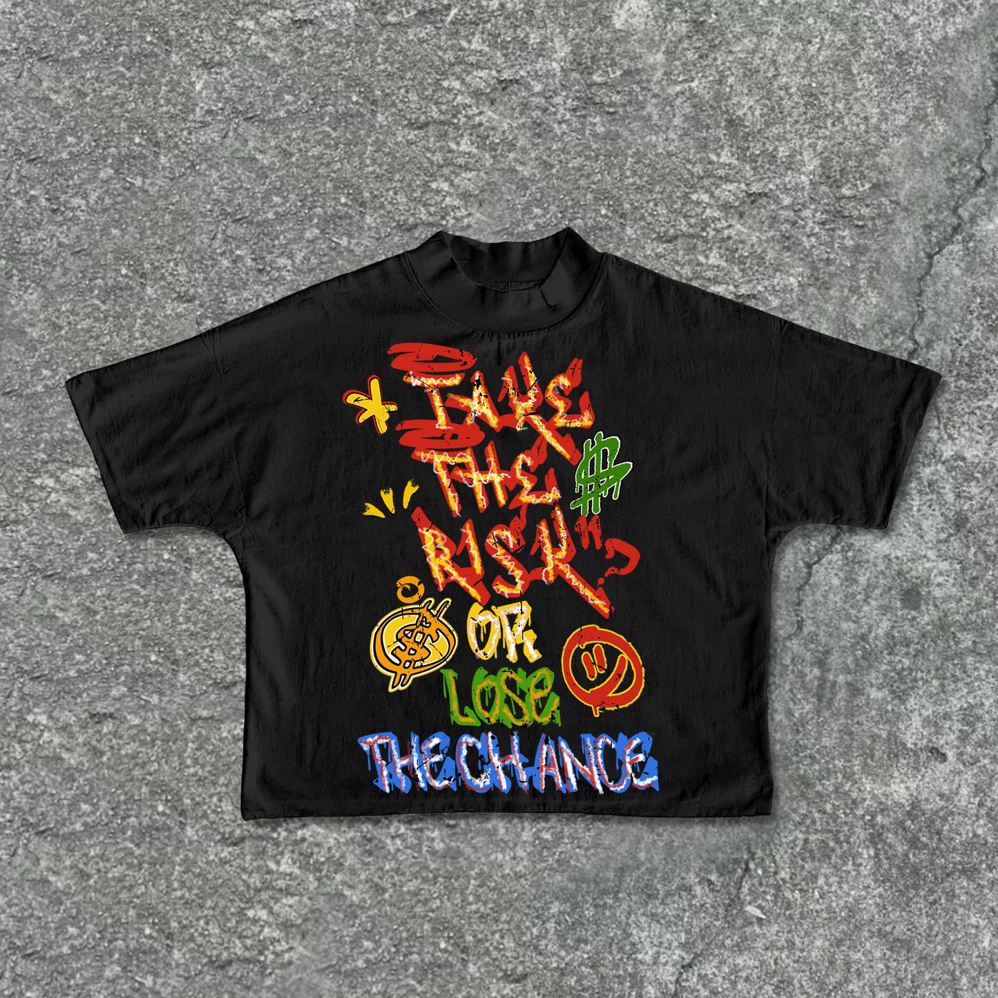 Vercoo Vintage Take The Risk Or Lose The Chance Graphic Print Cropped T-Shirts