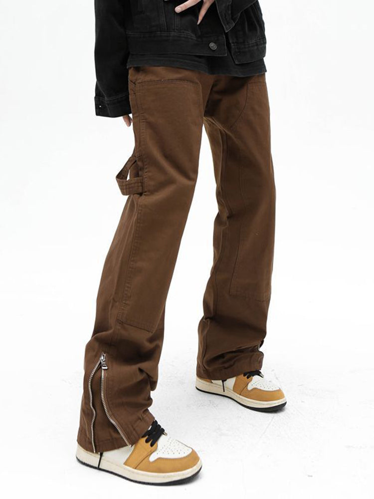 Men's High Street Brown Casual Retro Flared Jeans