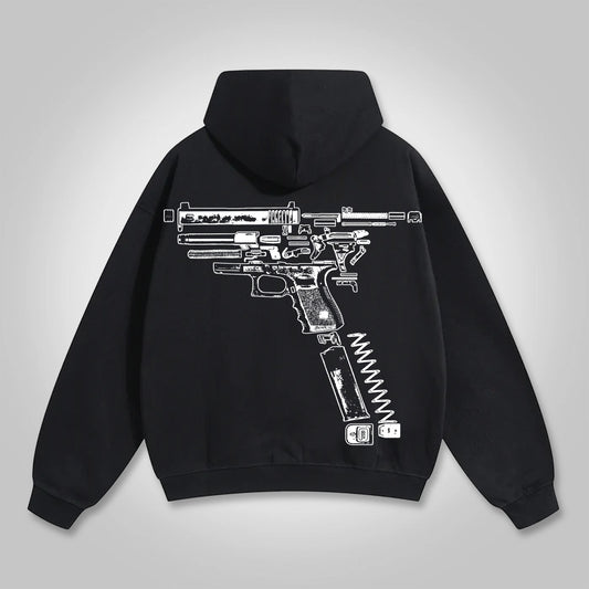 Vercoo Vintage In Glock We Trust Graphic Pocket Hoodie