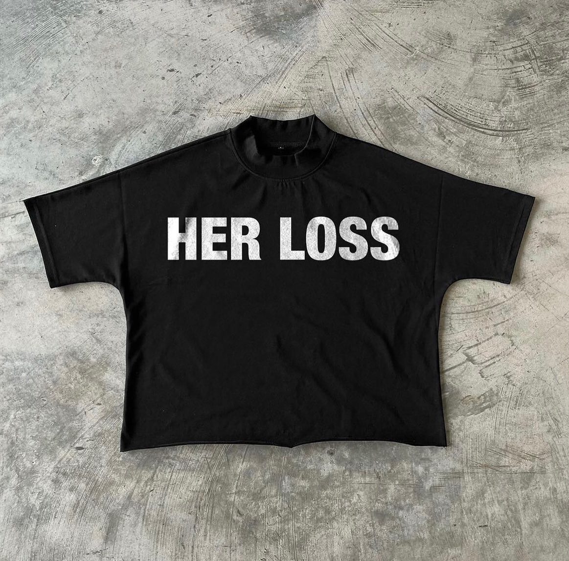 Men's Her Loss Print Cotton Short Sleeve T-Shirt