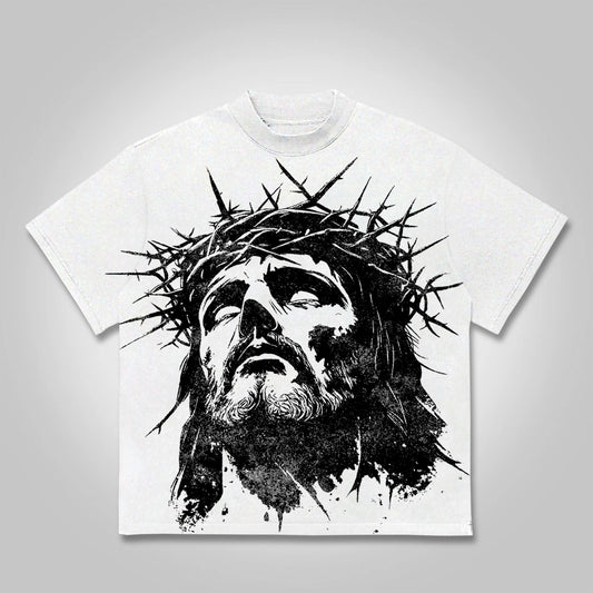 Vercoo Vintage Portrait Of Jesus Cotton T-Shirt