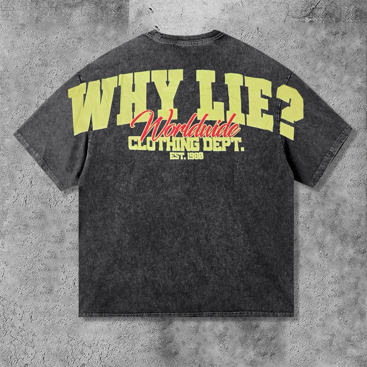 Vintage Why Lie Clothing Dept Graphic Distressed Acid Wash T-Shirt