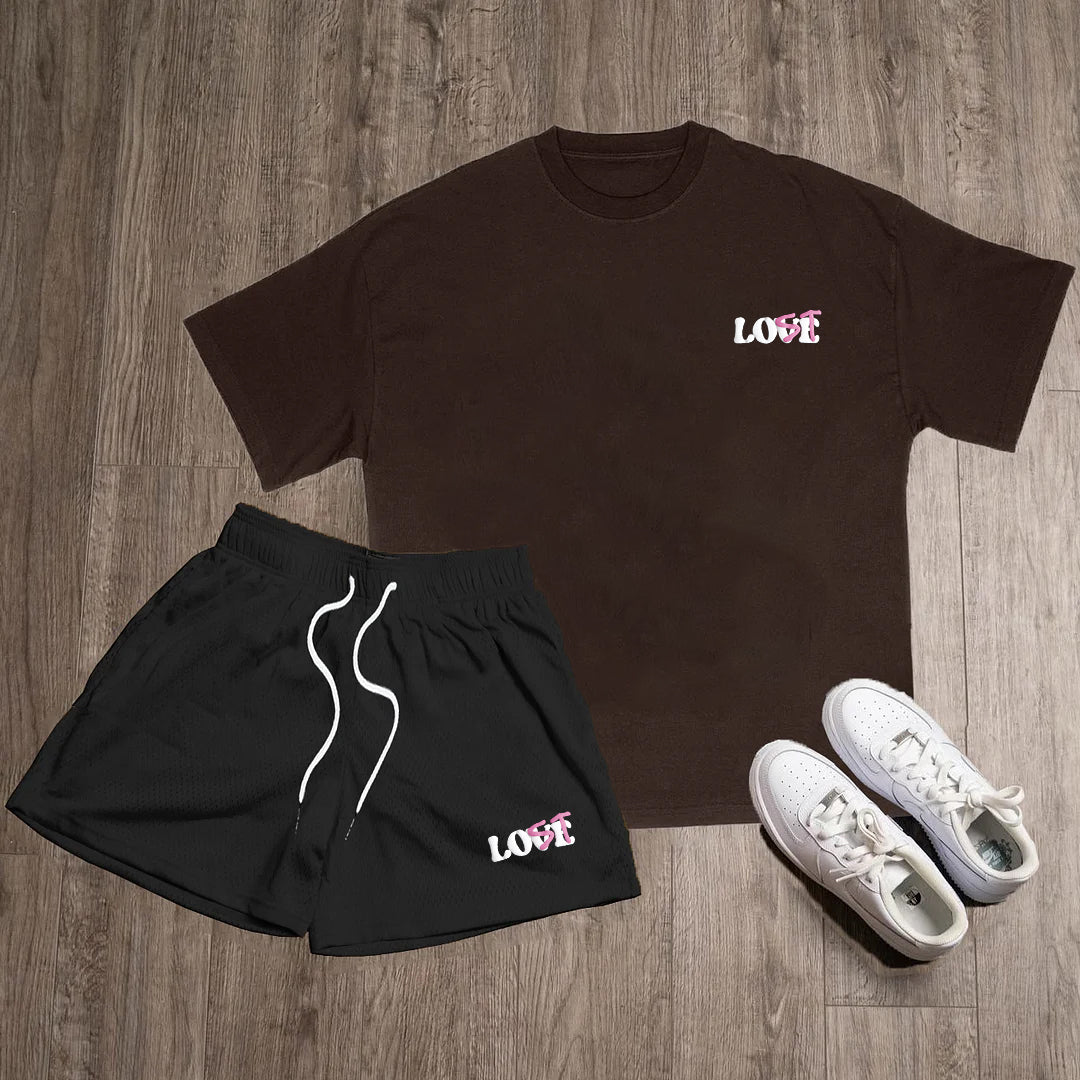 Your Lost Without Me Graphic Print T-Shirt And Shorts Sets