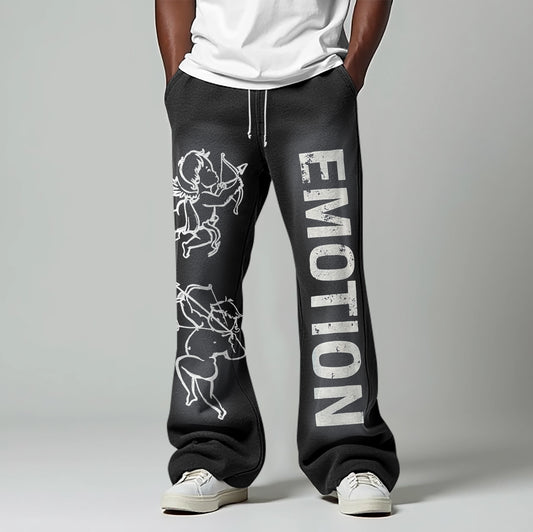 Vintage Unisex Emotion Print Casual Flared Sweatpants