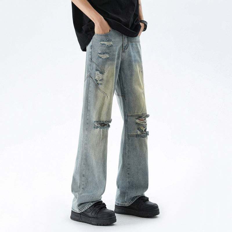 Men's Retro Wasteland Ripped Bootcut Jeans