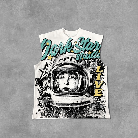 Darkstar - New Pattern Print Astronaut - Alive Graphics Cotton Tank Top