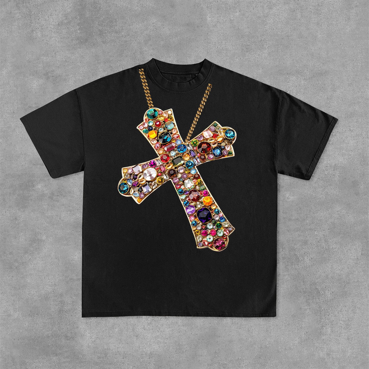 Diamond Cross Graphic Print Cotton T-Shirt