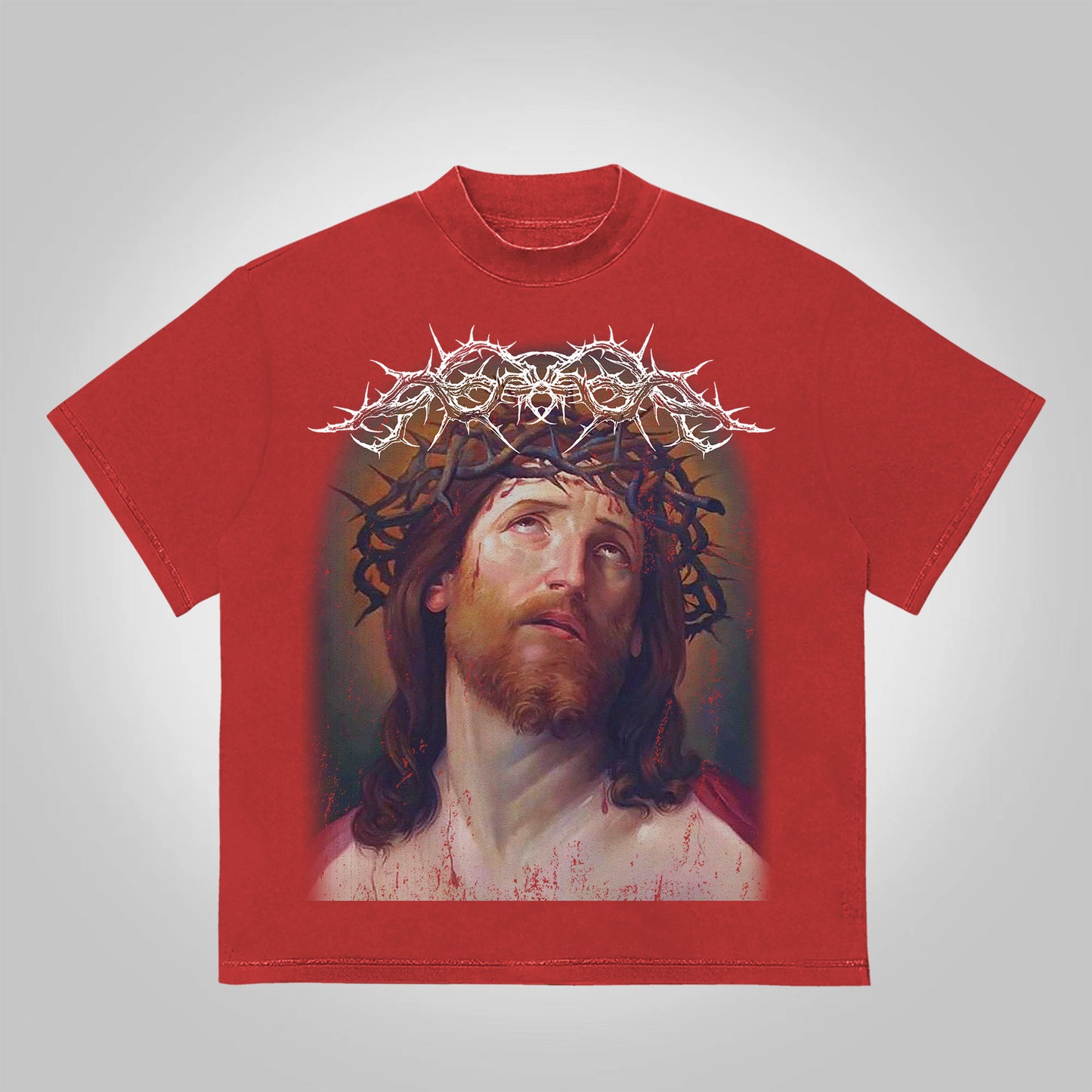 Vercoo Vintage Jesus Portrait Graphic Bible Print Cotton T-Shirt