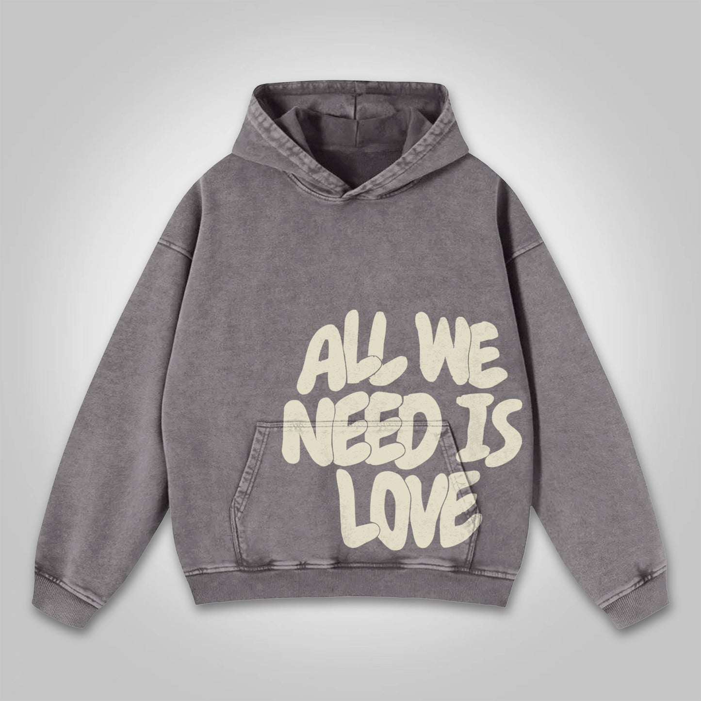 All We Need Is Love Print Pink Washed Hoodie