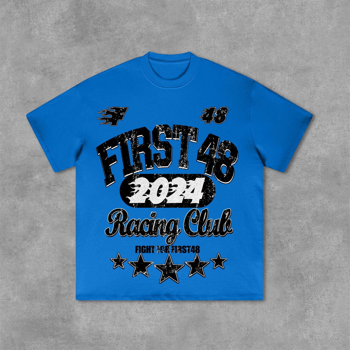 Vercoo Vintage Street First48 Racing Graphic Print Cotton T-Shirt