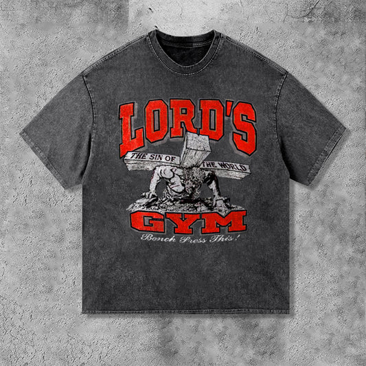 Lord's Gym Print Acid Washed T-Shirt