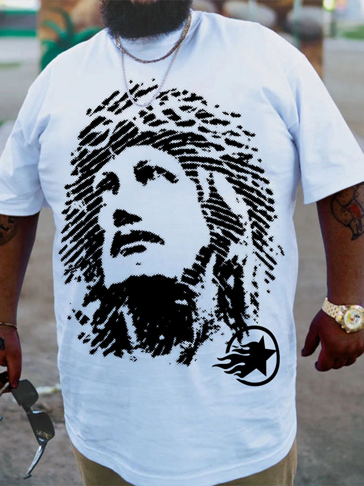 Jesus Dot Pattern Printing Cotton T-Shirt