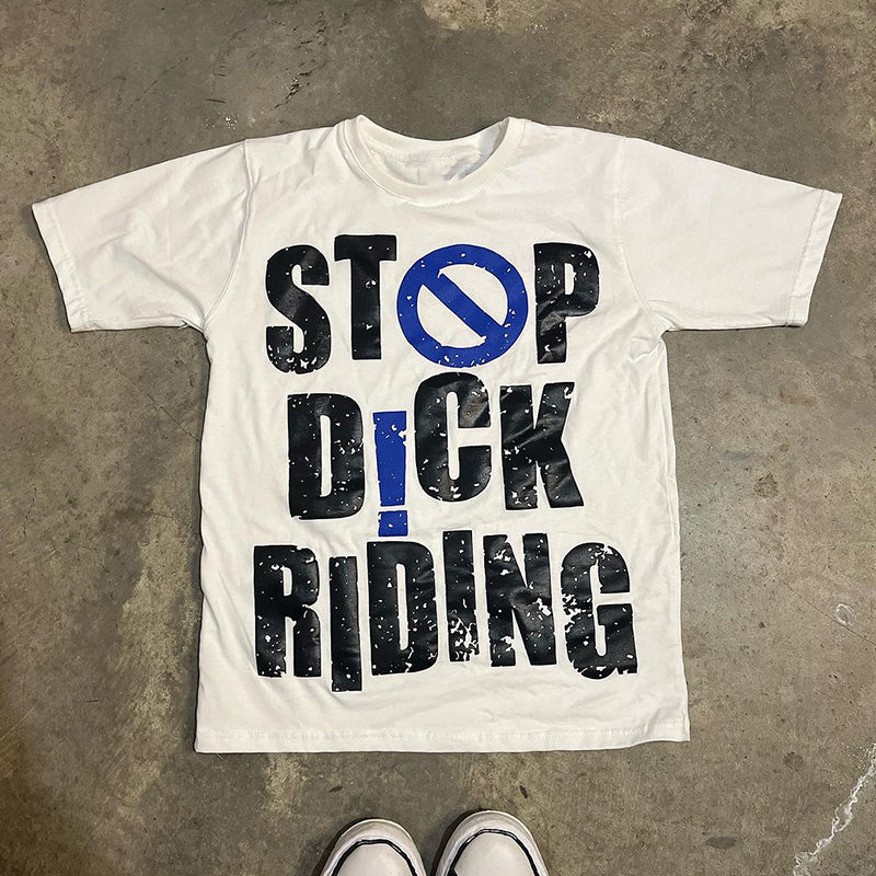 Vercoo Vintage Unisex Stop D Ck Riding Graphic Cotton T-Shirt