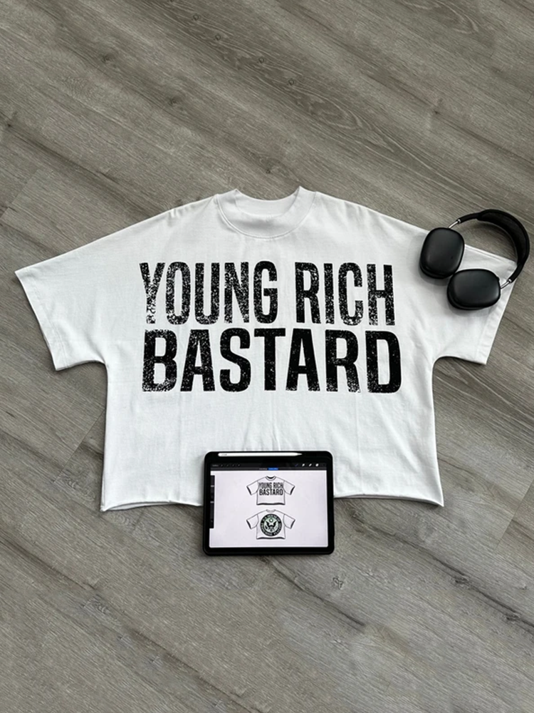 Vercoo Young Rich Bastard Art Graphic Cotton T-Shirt