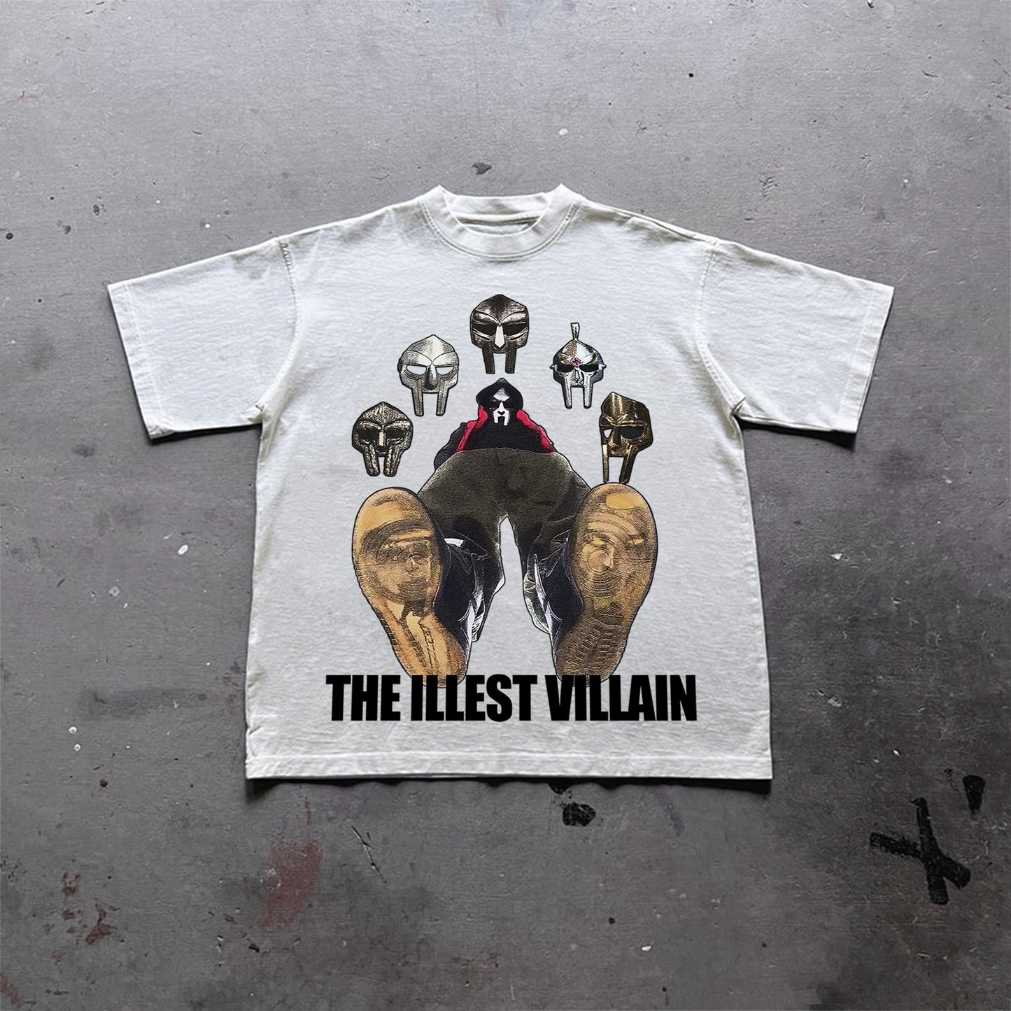 Vintage The Illest Villain Mf Doom Graphic Print Casual Cotton T-Shirt