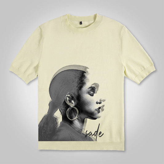 Vercoo Vintage Sade Adu Print Cotton Knitted T-Shirt