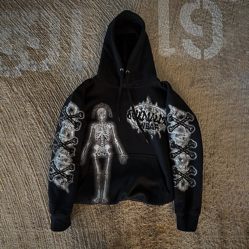 Vercoo Vintage Skull Graphics Cotton Pocket Hoodie