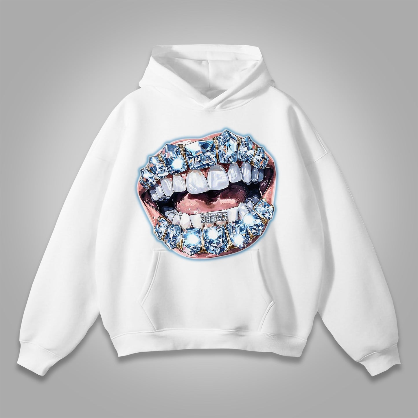 Vercoo Vintage Lips Graphic Print Street Style Pocket Hoodie