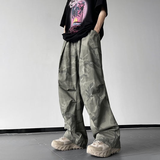 American Hiphop Trendy Camouflage Functional Wide-Leg Paratrooper Pants