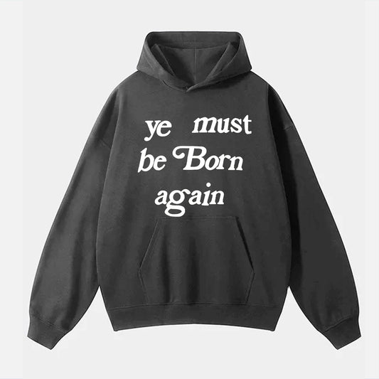 Men's Ye Must Be Born Again Graphic Printed Pocket Hoodie