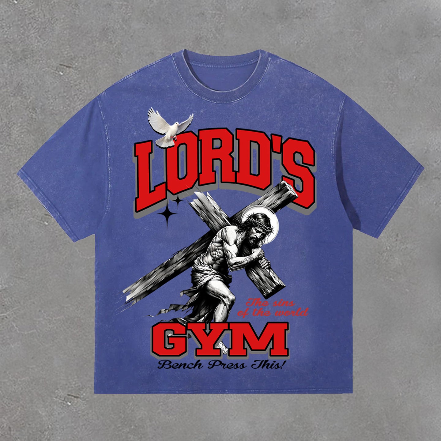 Lord's Gym Print Acid Washed T-Shirt