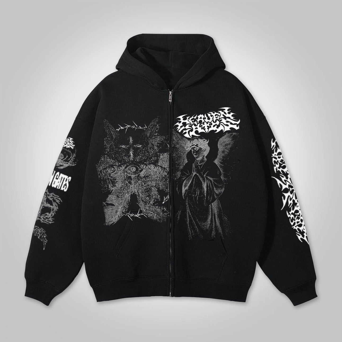 Heaven Gates Angelic Graphic Print Zip Up Hoodie