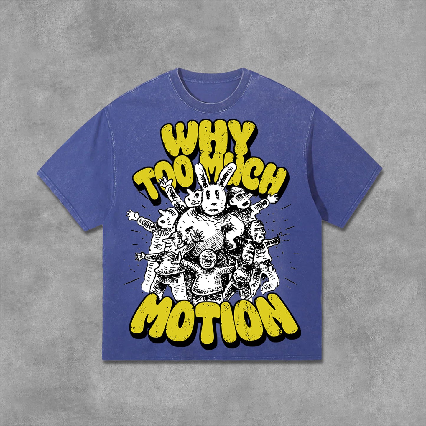 Vintage Why Too Much Motion Graphic Print Acid Washed T-Shirt