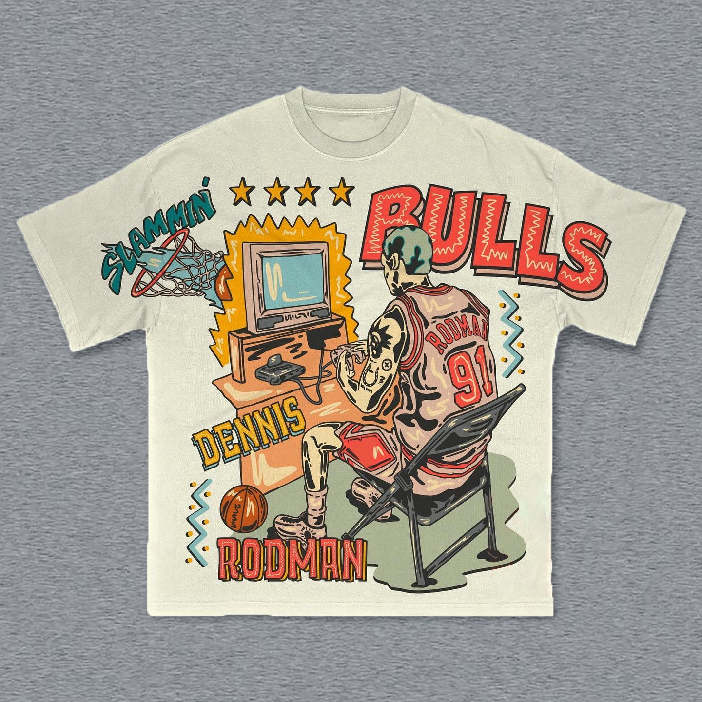 Vintage Manga Graphic Dennis Rodman Champion Basketball T-Shirt