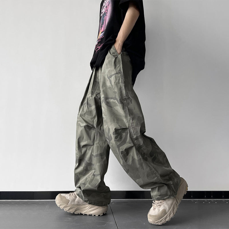 American Hiphop Trendy Camouflage Functional Wide-Leg Paratrooper Pants