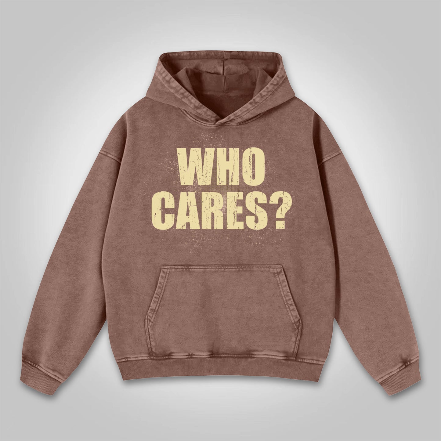 Vercoo Who Cares？vintage Outlet Firearms Graphics Washed Distressed Pocket Hoodie