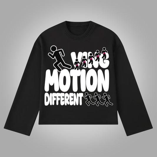 Vercoo Vintage Motion Different Graphic Print Cotton Long Sleeve T-Shirt