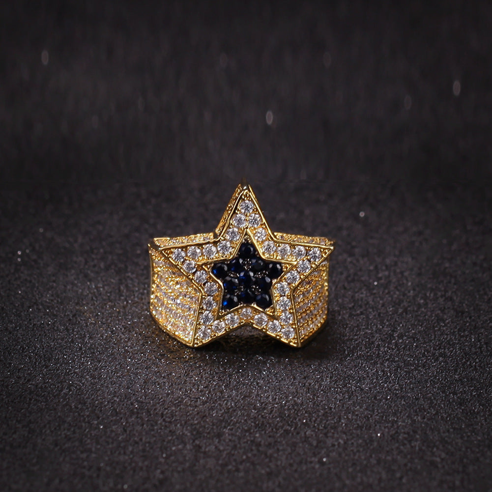 Hip Hop Diamond Star Ring