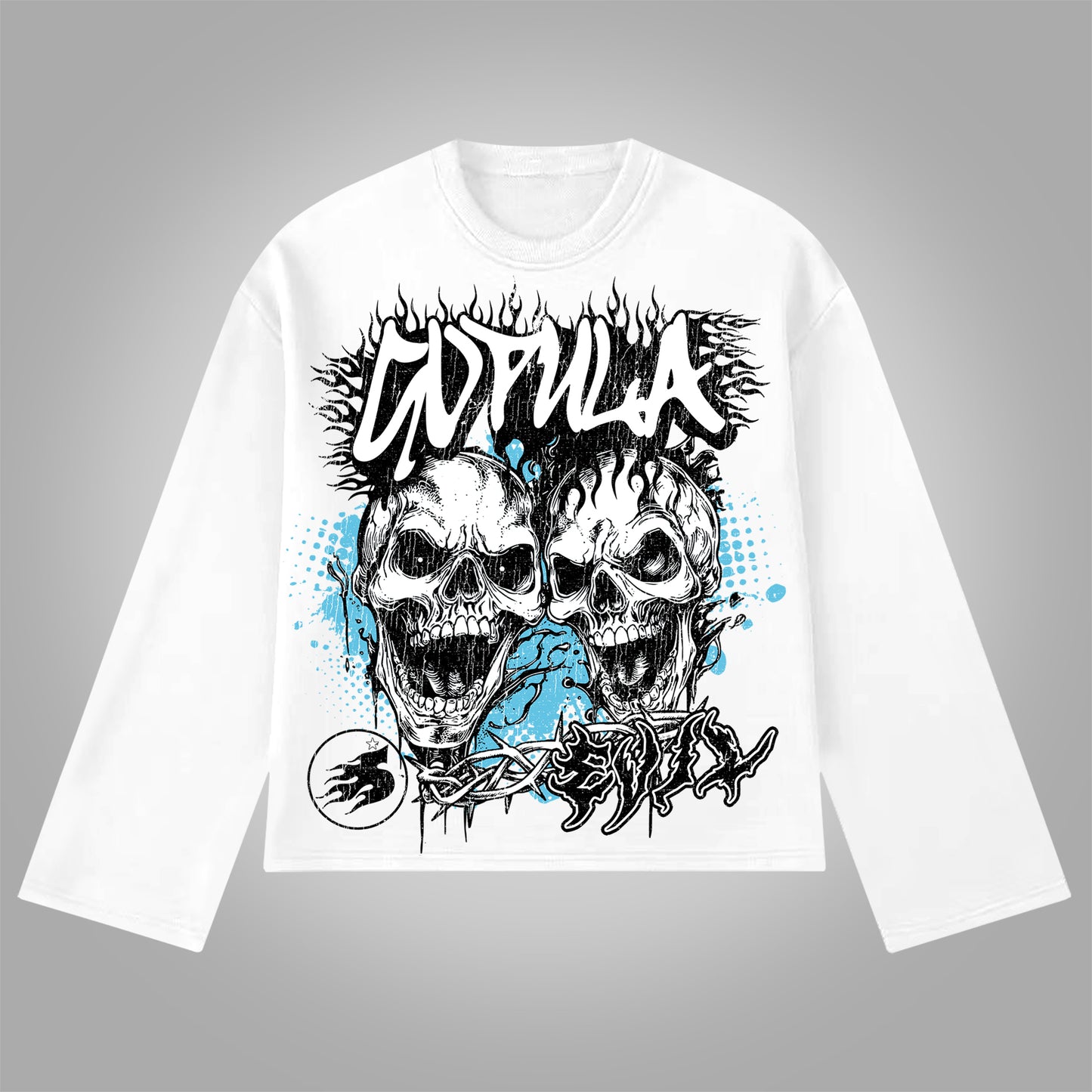 Vercoo You Better Know Evil Skull Graphic Cotton Cotton Long Sleeve T-Shirt