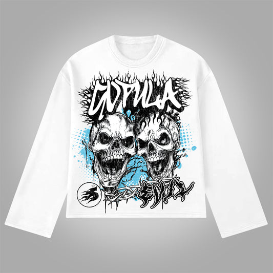 Vercoo You Better Know Evil Skull Graphic Cotton Cotton Long Sleeve T-Shirt